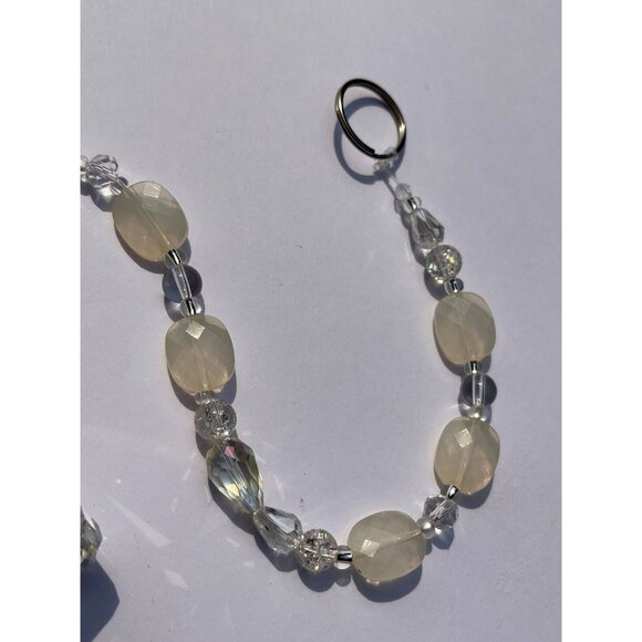 Beaded Suncatcher - White Clear - Crystal Triangle Prism - Hanging Decor - Picture 8 of 12